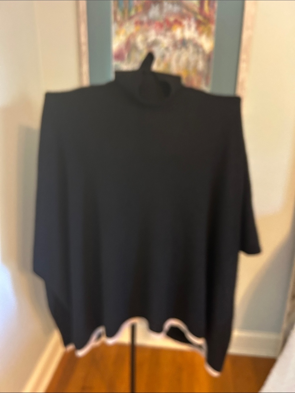 J. McLaughlin Black Poncho with Contrast Hem
